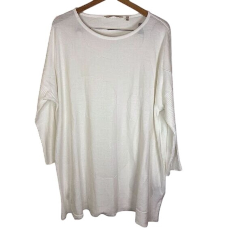 Soft Surroundings Classic White Long Sleeve‎ Super Soft Flowy Tee Size 1X